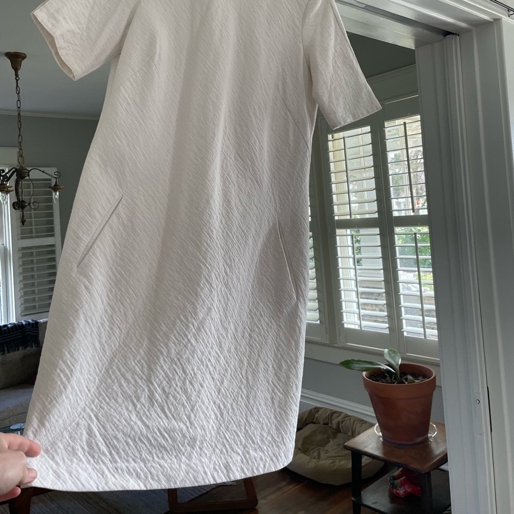 Ivory boxy smock dress made by Swiss clothing company, Windsor.